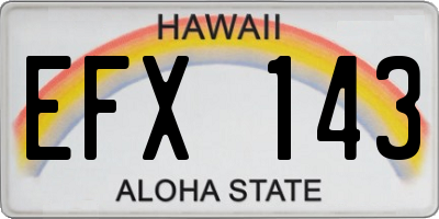 HI license plate EFX143