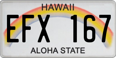 HI license plate EFX167