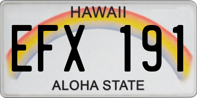 HI license plate EFX191