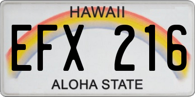 HI license plate EFX216