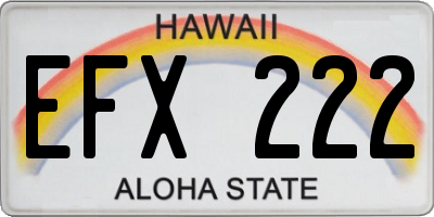 HI license plate EFX222