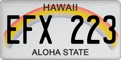 HI license plate EFX223