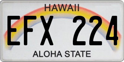 HI license plate EFX224
