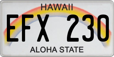 HI license plate EFX230