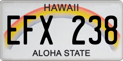 HI license plate EFX238