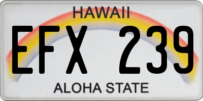 HI license plate EFX239
