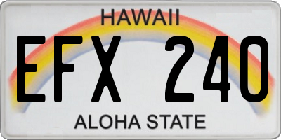 HI license plate EFX240