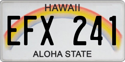 HI license plate EFX241