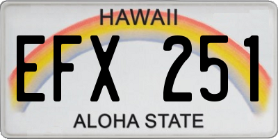 HI license plate EFX251