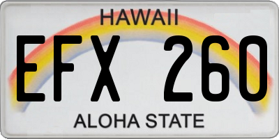HI license plate EFX260