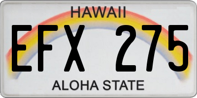 HI license plate EFX275