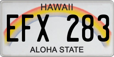 HI license plate EFX283