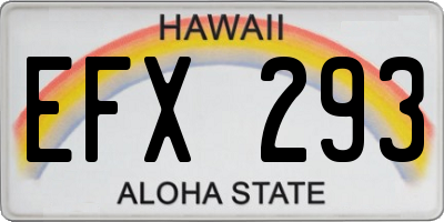 HI license plate EFX293