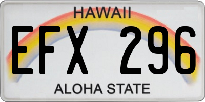 HI license plate EFX296