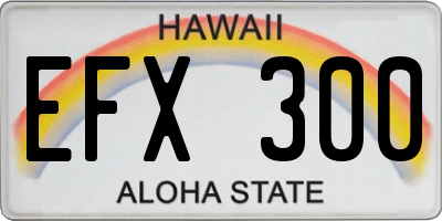 HI license plate EFX300