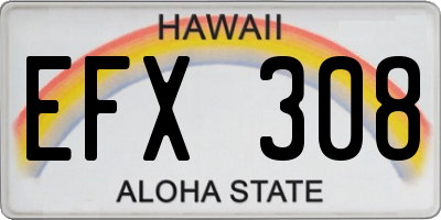 HI license plate EFX308