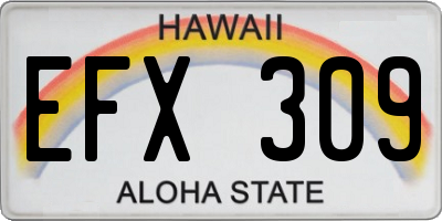 HI license plate EFX309