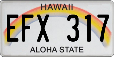 HI license plate EFX317