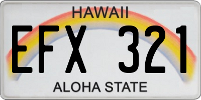 HI license plate EFX321