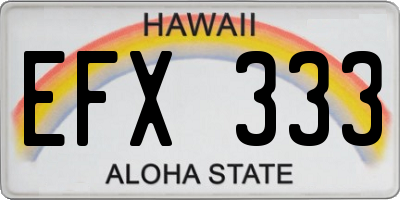 HI license plate EFX333