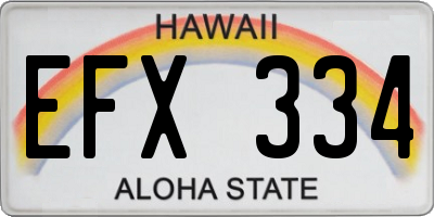 HI license plate EFX334