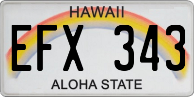 HI license plate EFX343