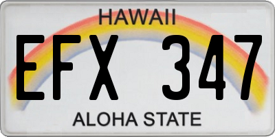 HI license plate EFX347