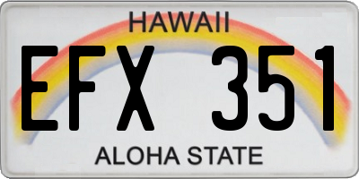 HI license plate EFX351