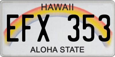 HI license plate EFX353