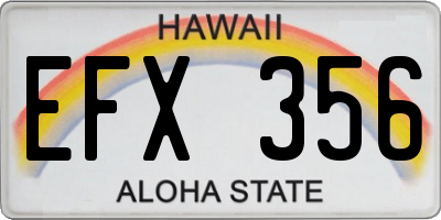 HI license plate EFX356