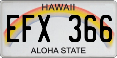 HI license plate EFX366