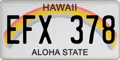 HI license plate EFX378
