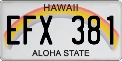 HI license plate EFX381