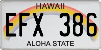 HI license plate EFX386