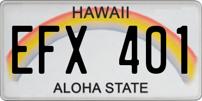 HI license plate EFX401