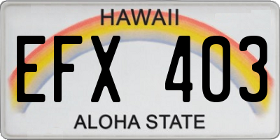 HI license plate EFX403