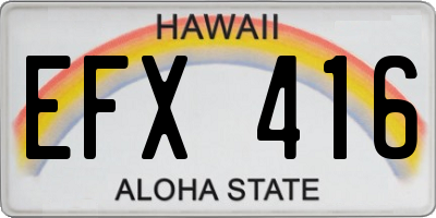 HI license plate EFX416