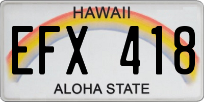 HI license plate EFX418