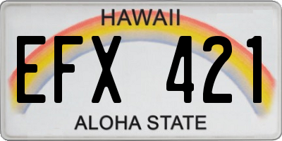 HI license plate EFX421