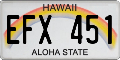 HI license plate EFX451