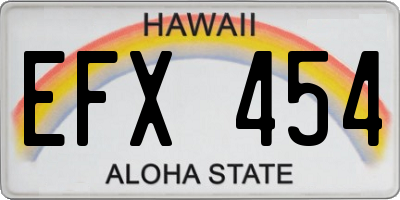 HI license plate EFX454