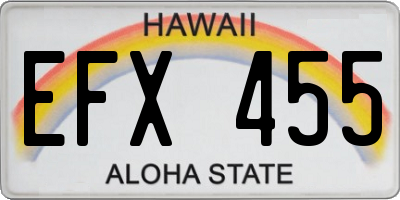 HI license plate EFX455
