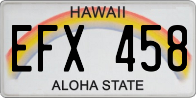 HI license plate EFX458