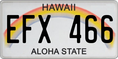 HI license plate EFX466