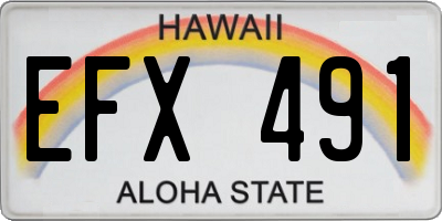 HI license plate EFX491