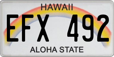 HI license plate EFX492