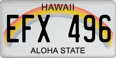 HI license plate EFX496