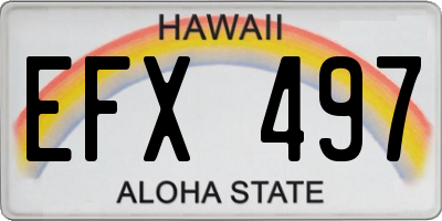 HI license plate EFX497