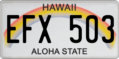 HI license plate EFX503