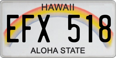 HI license plate EFX518